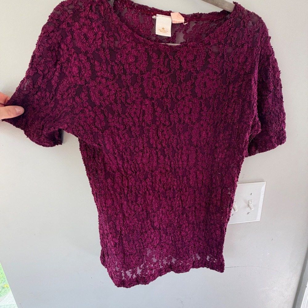 VTG Victorias Secret Lace Top Womens M Stretch Sheer Whimsigoth Laced Top 90s